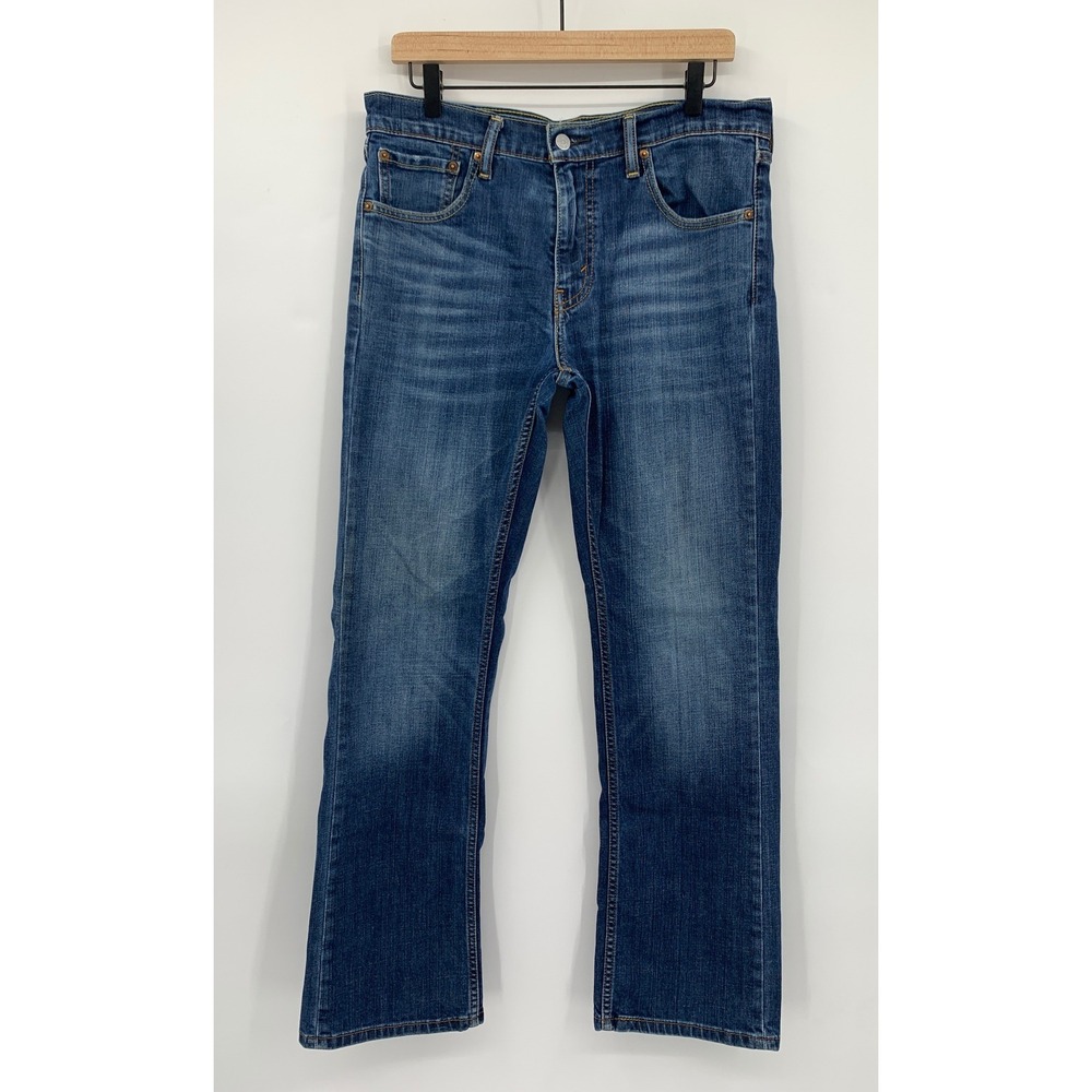 Levis 527 Jeans Mens 33x32 Blue Slim Bootcut Distressed Fade Denim Pants